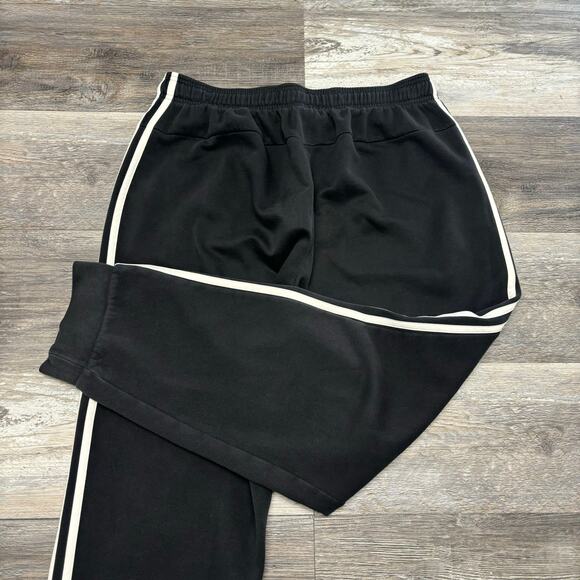 Adidas Essentials Black White 3 Stripes Mens L Warm Up Taper Jogger Track Pants - Picture 3 of 14